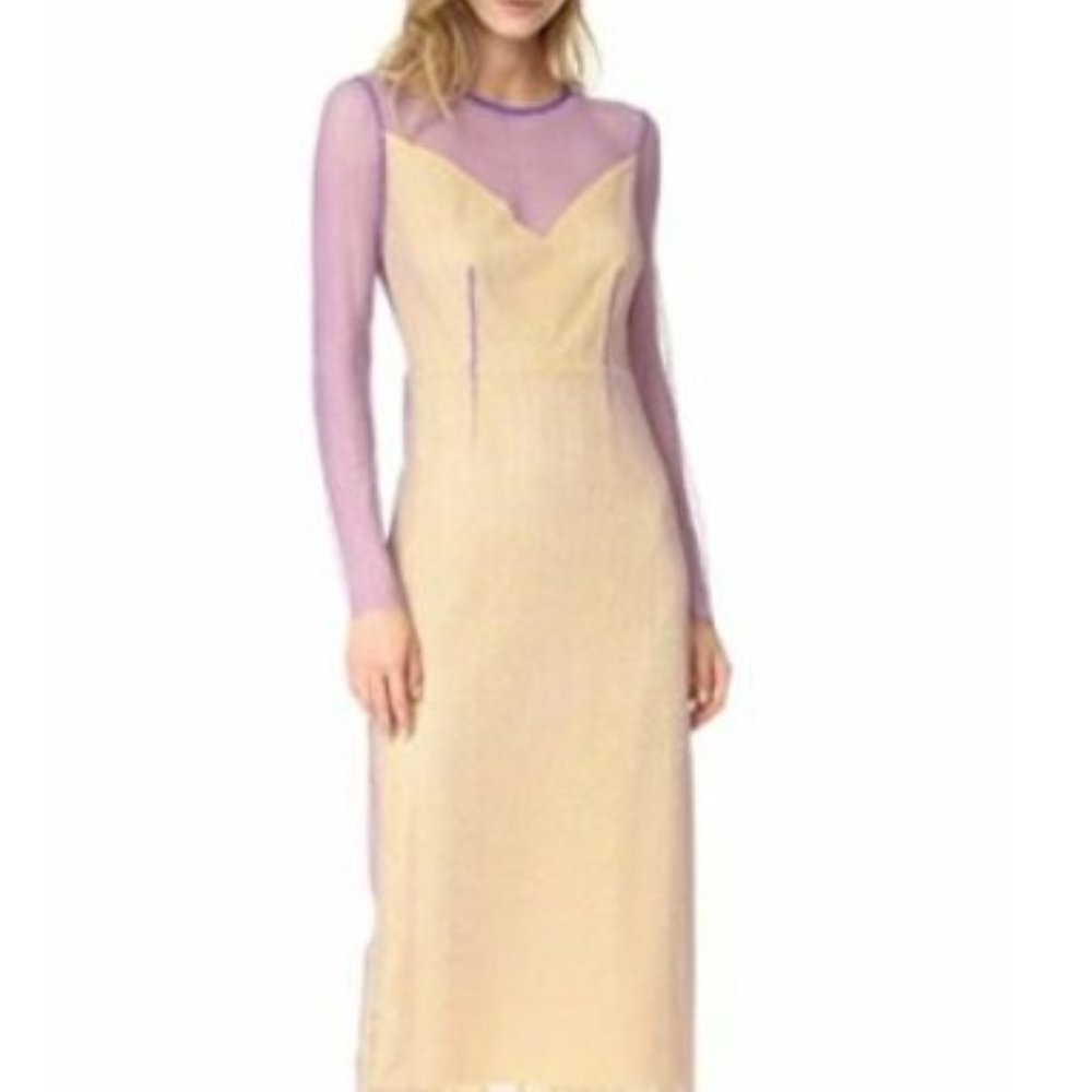 NWT DVF Violet / Yellow L/S Layered Dress sz12